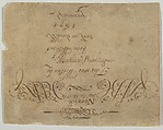 Calligraphic Signature, Norwich, Matthias Buchinger  German, Pen and ink