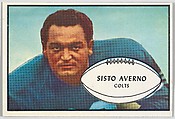 Sisto Averno, Colts, from the Bowman Football series (R407-5) issued by Bowman Gum, Issued by Bowman Gum Company, Commercial color lithograph