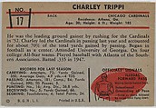 Charley Trippi, Cardinals, from the Bowman Football series (R407-5) issued by Bowman Gum, Issued by Bowman Gum Company, Commercial color lithograph