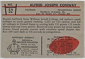 Alfred Conway, Eagles, from the Bowman Football series (R407-5) issued by Bowman Gum, Issued by Bowman Gum Company, Commercial color lithograph