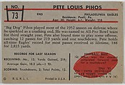 Pete Pihos, Eagles, from the Bowman Football series (R407-5) issued by Bowman Gum, Issued by Bowman Gum Company, Commercial color lithograph