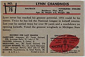 Lynn Chandnois, Steelers, from the Bowman Football series (R407-5) issued by Bowman Gum, Issued by Bowman Gum Company, Commercial color lithograph