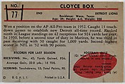 Cloyce Box, Lions, from the Bowman Football series (R407-5) issued by Bowman Gum, Issued by Bowman Gum Company, Commercial color lithograph