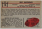 Ray Mathews, Steelers, from the Bowman Football series (R407-5) issued by Bowman Gum, Issued by Bowman Gum Company, Commercial color lithograph