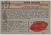 Issued by Bowman Gum Company, Card Number 25, Doak Walker, Halfback, Detroit  Lions, from the Bowman Football series (R407-3) issued by Bowman Gum