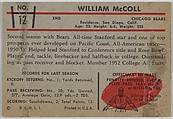 William McColl, Bears, from the Bowman Football series (R407-5) issued by Bowman Gum, Issued by Bowman Gum Company, Commercial color lithograph