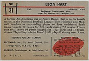 Leon Hart, Lions, from the Bowman Football series (R407-5) issued by Bowman Gum, Issued by Bowman Gum Company, Commercial color lithograph