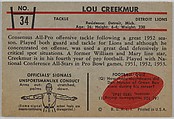 Lou Creekmur, Lions, from the Bowman Football series (R407-5) issued by Bowman Gum, Issued by Bowman Gum Company, Commercial color lithograph