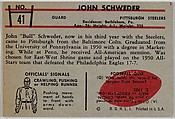 John Schweder, Steelers, from the Bowman Football series (R407-5) issued by Bowman Gum, Issued by Bowman Gum Company, Commercial color lithograph