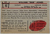 William "Dub" Jones, Browns, from the Bowman Football series (R407-5) issued by Bowman Gum, Issued by Bowman Gum Company, Commercial color lithograph
