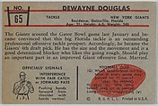 Dewayne Douglas, Giants, from the Bowman Football series (R407-5) issued by Bowman Gum, Issued by Bowman Gum Company, Commercial color lithograph