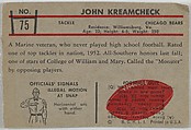John Kreamcheck, Bears, from the Bowman Football series (R407-5) issued by Bowman Gum, Issued by Bowman Gum Company, Commercial color lithograph