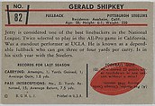 Jerry Shipkey, Steelers, from the Bowman Football series (R407-5) issued by Bowman Gum, Issued by Bowman Gum Company, Commercial color lithograph