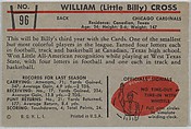 "Little Billy" Cross, Cardinals, from the Bowman Football series (R407-5) issued by Bowman Gum, Issued by Bowman Gum Company, Commercial color lithograph