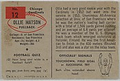 Ollie Matson, Chicago Cardinals, from the Bowman Football series (R407-6) issued by Bowman Gum, Issued by Bowman Gum Company, Commercial color lithograph