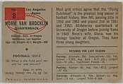 Norm Van Brocklin, Los Angeles Rams, from the Bowman Football series (R407-6) issued by Bowman Gum, Issued by Bowman Gum Company, Commercial color lithograph