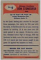 Don Stonesifer, End, Chicago Cardinals, from the Bowman Football series (R407-7) issued by Bowman Gum, Issued by Bowman Gum Company, Commercial color lithograph