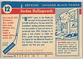 Card Number 12, "Bucky" Hollingworth, Defense, Chicago Black Hawks, from the Topps Hockey series (R412) issued by Topps Chewing Gum Company, Issued by Topps Chewing Gum Company (American, Brooklyn), Commercial color lithograph