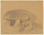 The Artist, Seated in Front of a Dolmen, Johan Thomas Lundbye Danish, Pen and brown ink, brush and gray ink