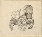 Study of a Covered Wagon, Isaac van Ostade  Dutch, Black chalk, pen and brown and black ink, brown wash; framing line in black chalk or graphite, by a later hand