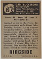 Dan Bucceroni, Light Heavyweight, from the Topps Ringside series (R411) issued by Topps Chewing Gum Company, Issued by Topps Chewing Gum Company (American, Brooklyn), Commercial color lithograph