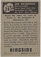 James J. Braddock, Heavyweight Champion, 1935-1936, from the Topps Ringside series (R411) issued by Topps Chewing Gum Company, Issued by Topps Chewing Gum Company (American, Brooklyn), Commercial color lithograph