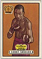 Sandy Saddler, Featherweight Champion, from the Topps Ringside series (R411) issued by Topps Chewing Gum Company, Issued by Topps Chewing Gum Company (American, Brooklyn), Commercial color lithograph