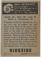 Jersey Joe Walcott, Heavyweight Champion, from the Topps Ringside series (R411) issued by Topps Chewing Gum Company, Issued by Topps Chewing Gum Company (American, Brooklyn), Commercial color lithograph