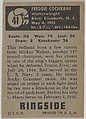 Freddie "Red" Cochrane, Welterweight Champion, 1941-1944, from the Topps Ringside series (R411) issued by Topps Chewing Gum Company, Issued by Topps Chewing Gum Company (American, Brooklyn), Commercial color lithograph