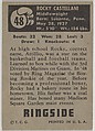 Rocky Castellani, Middleweight, from the Topps Ringside series (R411) issued by Topps Chewing Gum Company, Issued by Topps Chewing Gum Company (American, Brooklyn), Commercial color lithograph