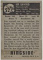 Lee Savold, Heavyweight, from the Topps Ringside series (R411) issued by Topps Chewing Gum Company, Issued by Topps Chewing Gum Company (American, Brooklyn), Commercial color lithograph