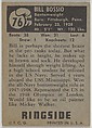 Bill Bossio, Bantamweight, from the Topps Ringside series (R411) issued by Topps Chewing Gum Company, Issued by Topps Chewing Gum Company (American, Brooklyn), Commercial color lithograph
