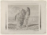 A Turk Saddling His Horse, Eugène Delacroix French, Aquatint printed in black ink, with additions in graphite, by hand