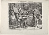 A Literary Fellow Meditating, Anonymous , 19th century, Lithograph; second state