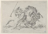 Collision of Moorish Horsemen, Eugène Delacroix French, Etching; only state