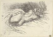 Study of a Woman Viewed from Behind, Eugène Delacroix  French, Etching; second state of five