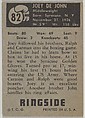 Joey De John, Middleweight, from the Topps Ringside series (R411) issued by Topps Chewing Gum Company, Issued by Topps Chewing Gum Company (American, Brooklyn), Commercial color lithograph