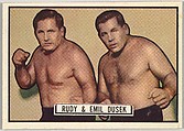 Rudy and Emil Dusek, from the Topps Ringside series (R411) issued by Topps Chewing Gum Company, Issued by Topps Chewing Gum Company (American, Brooklyn), Commercial color lithograph