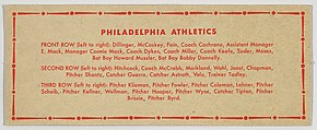 Team portrait of 1950 Philadelphia Athletics, from the Topps Team Pictures series (R414-4) issued by Topps Chewing Gum Company, Issued by Topps Chewing Gum Company (American, Brooklyn), Photolithograph