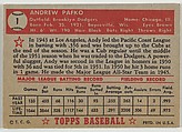 Issued by Topps Chewing Gum Company, Card Number 47, Ellis Kinder,  Pitcher, Boston Red Sox, from 1954 Topps Regular Issue series (R414-8),  issued by Topps Chewing Gum Company.