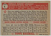 Card Number 4, Don Lenhardt, Boston Red Sox, from the Topps Baseball series (R414-6) issued by Topps Chewing Gum Company, Issued by Topps Chewing Gum Company (American, Brooklyn), Commercial color lithograph