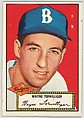 Card Number 7, Wayne Terwilliger, Brooklyn Dodgers, from the Topps Baseball series (R414-6) issued by Topps Chewing Gum Company, Issued by Topps Chewing Gum Company (American, Brooklyn), Commercial color lithograph