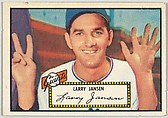 Card Number 5, Larry Jansen, New York Giants, from the Topps Baseball series (R414-6) issued by Topps Chewing Gum Company, Issued by Topps Chewing Gum Company (American, Brooklyn), Commercial color lithograph