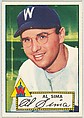 Card Number 93, Al Sima, Washington Senators, from the Topps Baseball series (R414-6) issued by Topps Chewing Gum Company, Issued by Topps Chewing Gum Company (American, Brooklyn), Commercial color lithograph
