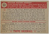 Card Number 102, Bill Kennedy, St. Louis Browns, from the Topps Baseball series (R414-6) issued by Topps Chewing Gum Company, Issued by Topps Chewing Gum Company (American, Brooklyn), Commercial color lithograph