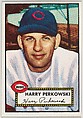 Card Number 142, Harry Perkowski, Cincinnati Reds, from the Topps Baseball series (R414-6) issued by Topps Chewing Gum Company, Issued by Topps Chewing Gum Company (American, Brooklyn), Commercial color lithograph