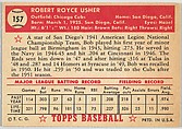 Card Number 157, Bob Usher, Chicago Bears, from the Topps Baseball series (R414-6) issued by Topps Chewing Gum Company, Issued by Topps Chewing Gum Company (American, Brooklyn), Commercial color lithograph