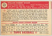 Card Number 177, Bill Wight, Boston Red Sox, from the Topps Baseball series (R414-6) issued by Topps Chewing Gum Company, Issued by Topps Chewing Gum Company (American, Brooklyn), Commercial color lithograph