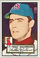 Card Number 186, Walt Masterson, Boston Red Sox, from the Topps Baseball series (R414-6) issued by Topps Chewing Gum Company, Issued by Topps Chewing Gum Company (American, Brooklyn), Commercial color lithograph