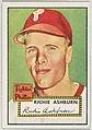 Card Number 216, Richie Ashburn, Fightin' Philadelphia Phillies, from the Topps Baseball series (R414-6) issued by Topps Chewing Gum Company, Issued by Topps Chewing Gum Company (American, Brooklyn), Commercial color lithograph